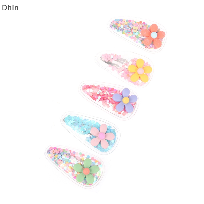 [Dhin] Set 5 Kẹp Tóc Mái Hiên Hình Động Vật / Trái Cây / Cát Lún Lấp Lánh Dễ Thương Cho