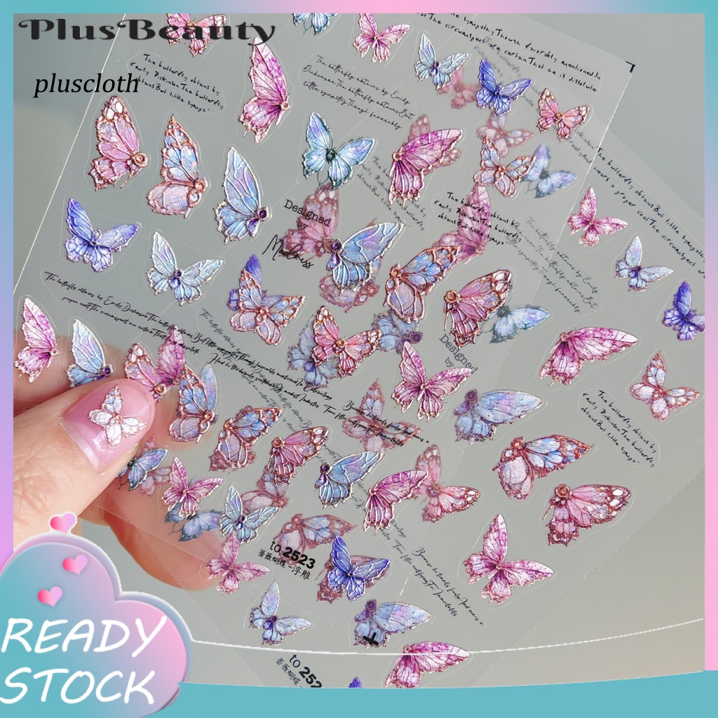 1 Tấm Sticker Dán Móng Hình Bướm 5D