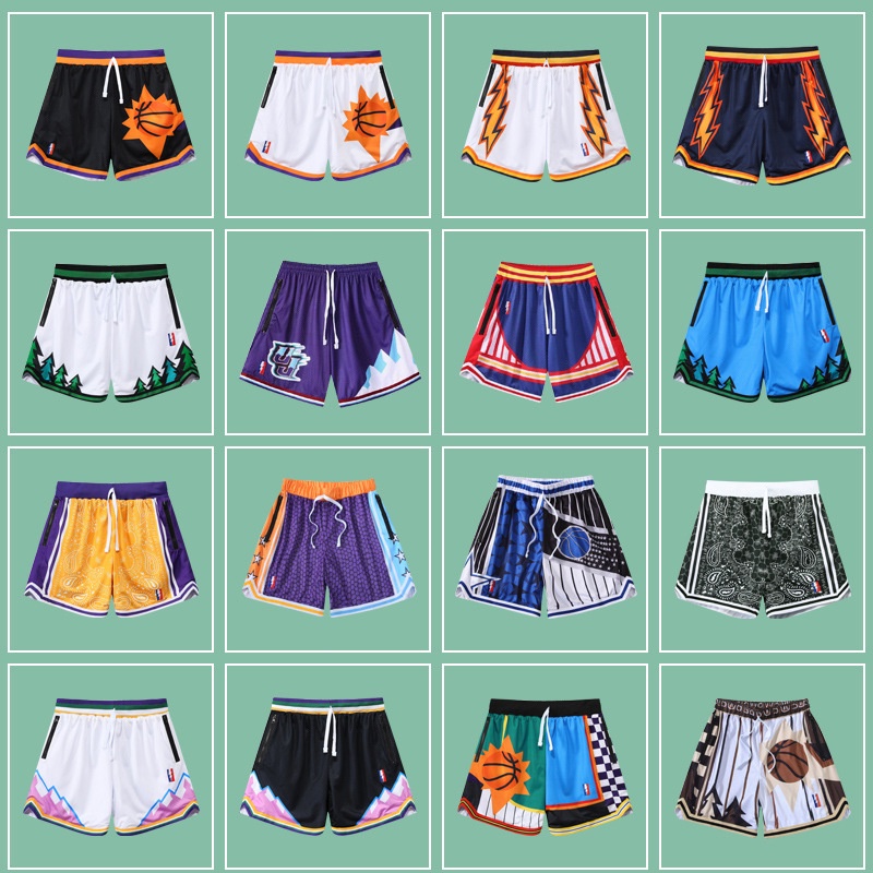Quần Short Thể Thao Bóng Rổ Phối Lưới Cỡ Lớn Kiểu Retro Mỹ Cá Tính