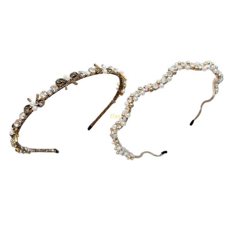 Flgo Băng Đô Đính Đá Ngọc Trai Thời Trang Thanh Lịch Dùng Làm Đạo Cụ Chụp Ảnh Tiệc Tùng