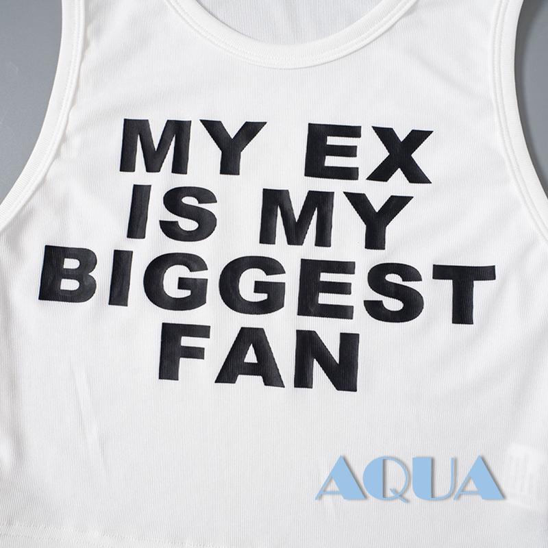 Áo Tank Top Sát Nách Cổ Tròn In Chữ Thời Trang Mùa Hè Cho Nữ