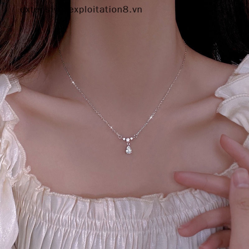[Đặc Biệt] Vòng cổ Thời Trang Mặt Hình Giọt Nước Đính Kim Cương Giả Nhỏ Đơn Giản Làm Quà Tặng Đám Cưới [vn]