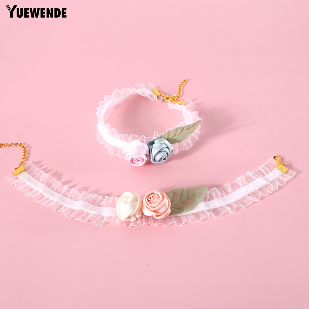 Yq.e Vòng Cổ Thú Cưng Co Giãn Hình Hoa 3D Thân Thiện Với Da Khóa Tôm Hùm Nhiều Màu Sắc Có Thể Điều Chỉnh Trang Trí Với