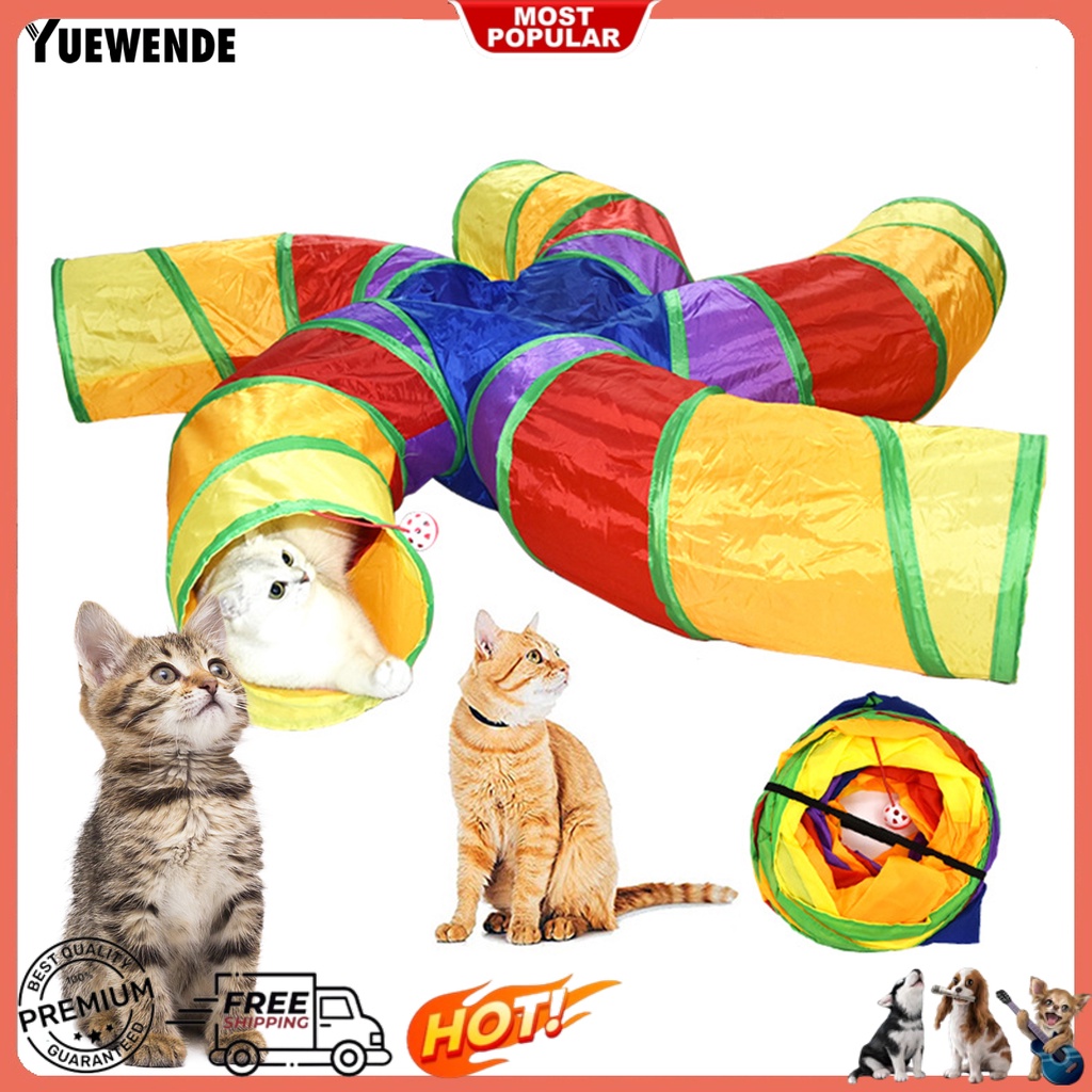 Đồ Chơi Đường Hầm Hình Chữ S 5 Chiều Chống Trầy Xước Giảm Căng Thẳng Có Chuông Và Bóng Xếp Gọn Dành Cho Mèo Cưng