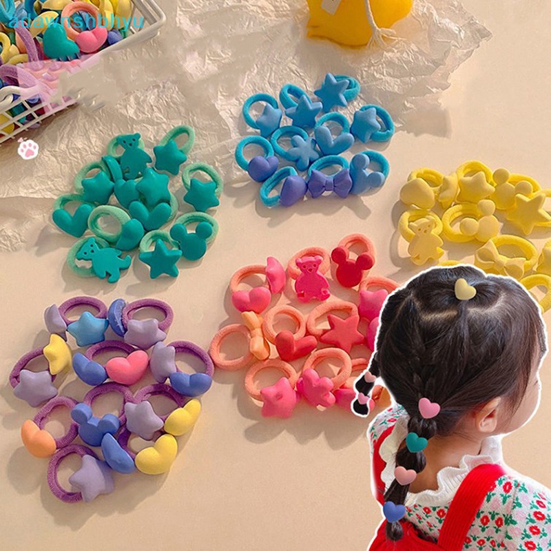 1 Set Dây Buộc Tóc Co Giãn Màu Kẹo Ngọt Xinh Xắn Cho Bé Gái