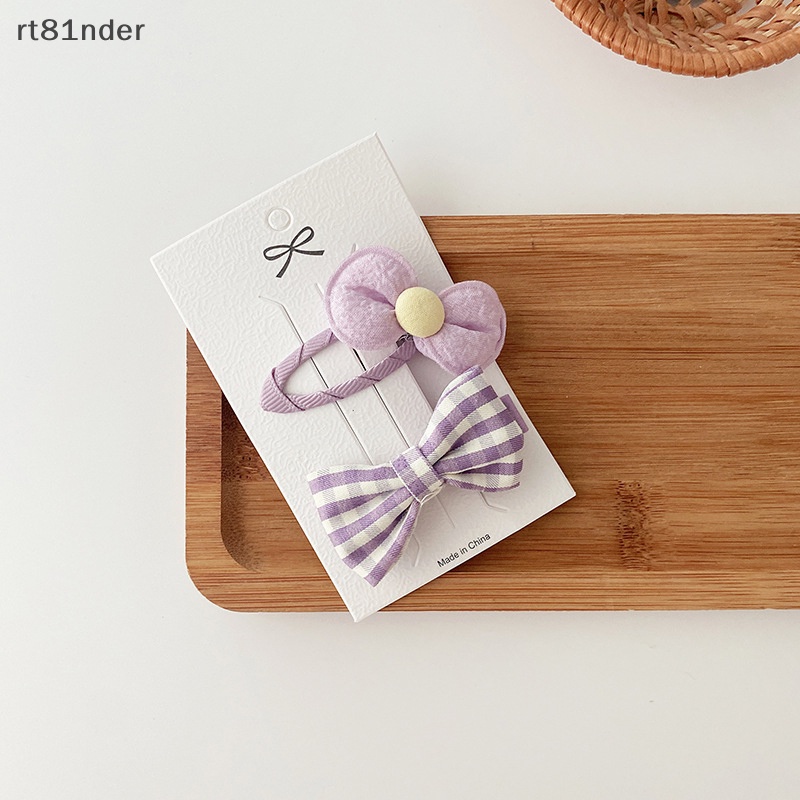 Set 2 Kẹp Tóc Nơ Màu Tím Ngọt Ngào Phong Cách Hàn Quốc Cho Bé Gái