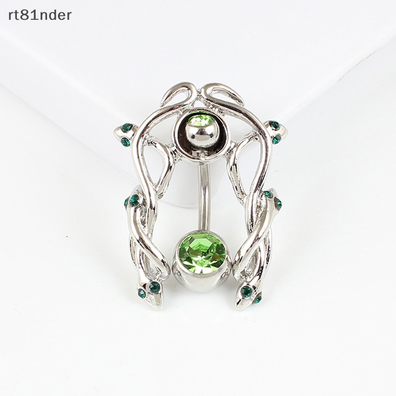 Rt Khuyên Rốn Bằng Thép Không Gỉ Hình Rắn Đính Đá Xanh Lá Sáng Tạo Không Gây Dị Ứng Cho Nữ