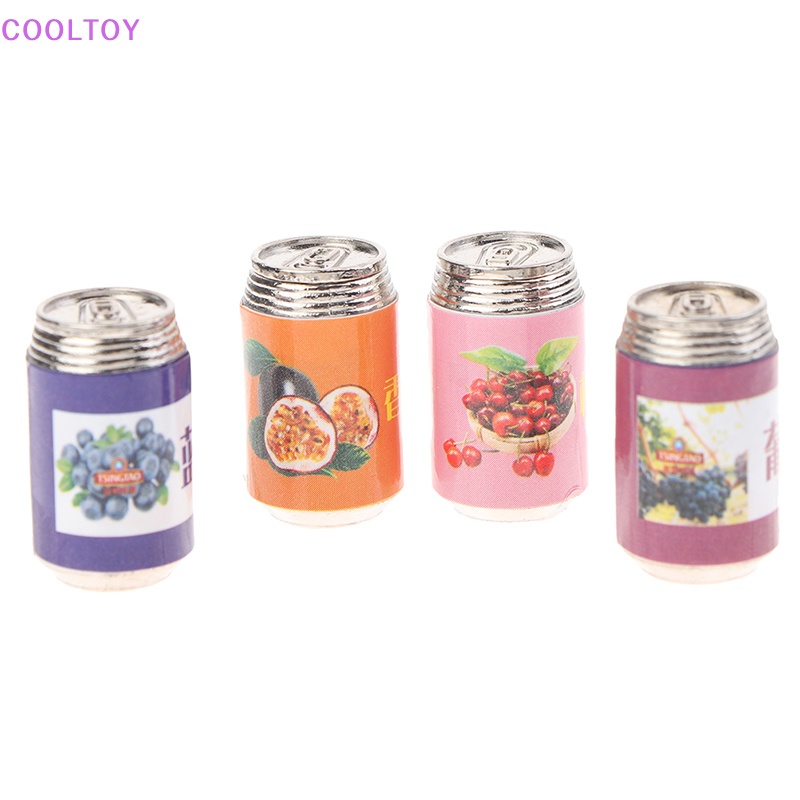 Bộ 4 Mô Hình Lon Nước Ép Trái Cây 1: 12 Trang Trí Nhà Búp Bê