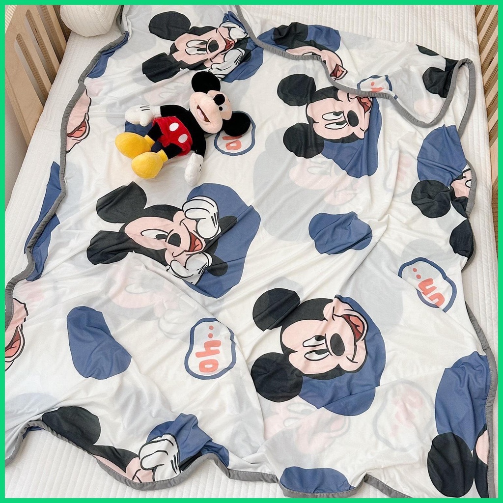 Chăn Mỏng Làm Mát Bằng Sợi Tre Thoáng Khí Họa Tiết Hoạt Hình Cho Mùa Hè