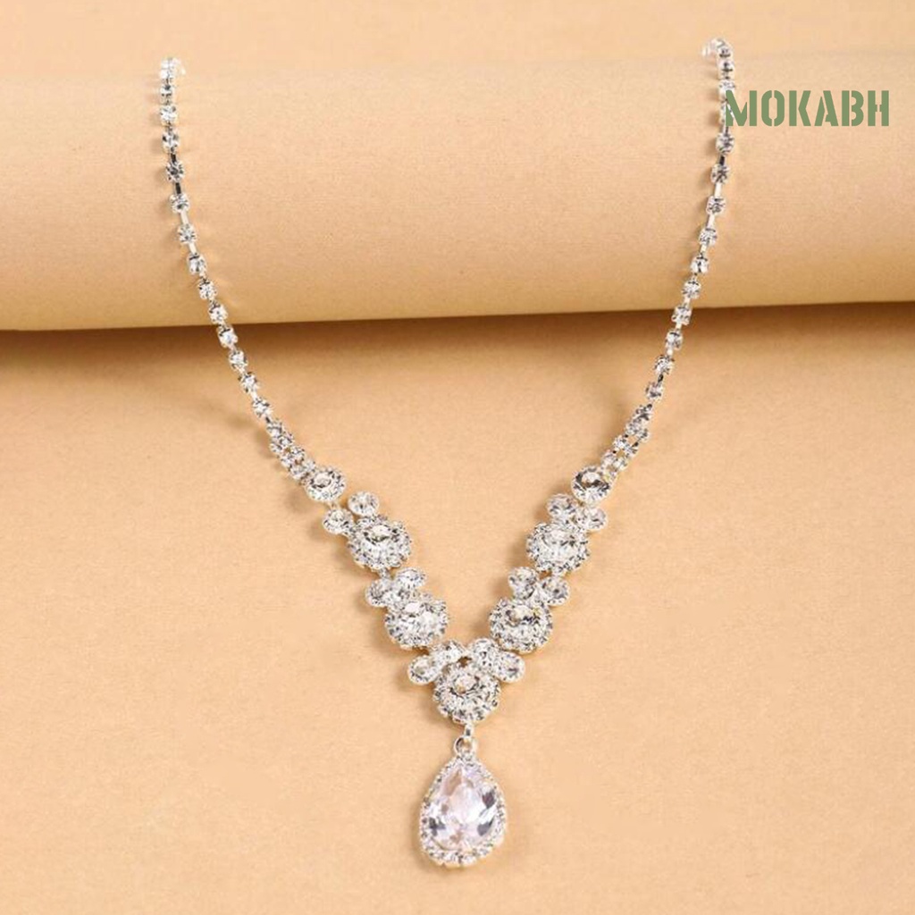 1 Bộ Vòng cổ + Bông Tai Bằng Hợp Kim Hình Giọt Nước Lấp Lánh