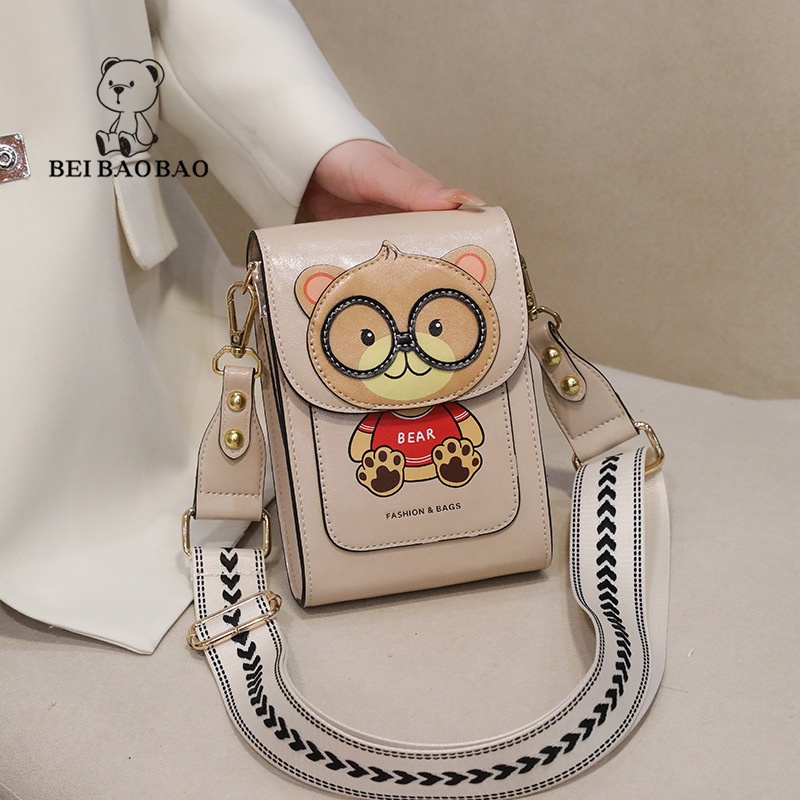 Túi điện thoại nữ Bill bear túi đeo chéo nữ tươi và mới qua bất Phong cách hoạt hình hợp thời trang