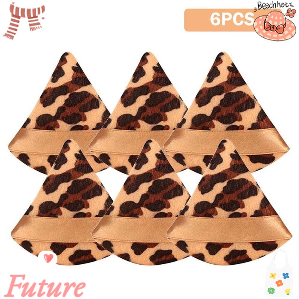 Set 6 Mút Trang Điểm Cotton Mềm Mại Thiết Kế Hình Tam Giác Họa Tiết Da Báo