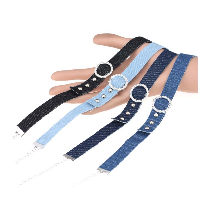 Vòng Cổ Choker Denim Màu Xanh Dương Thời Trang Cho Nữ