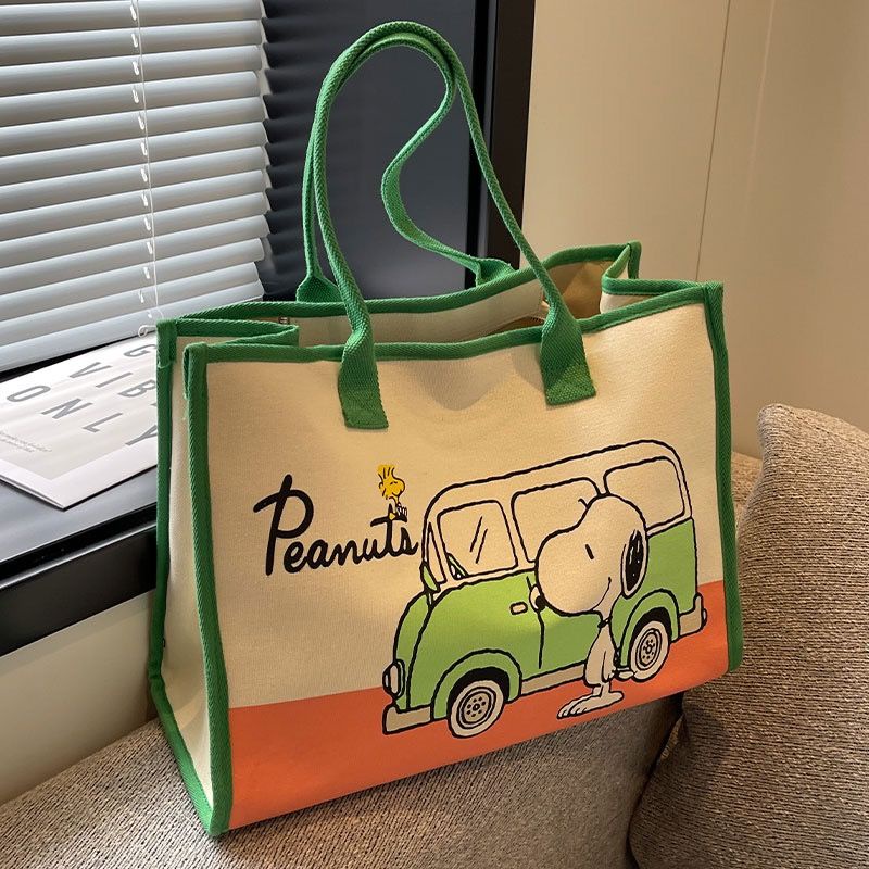 Túi Tote Đeo Vai / Xách Tay Bằng Vải Bạt Sức Chứa Lớn In Họa Tiết Hoạt Hình Cho Mẹ / Bé