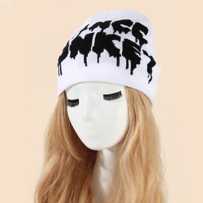 Mũ Len Đan Giữ Ấm Mùa Đông In Chữ Jacquard Dễ Thương Cho Cặp Đôi