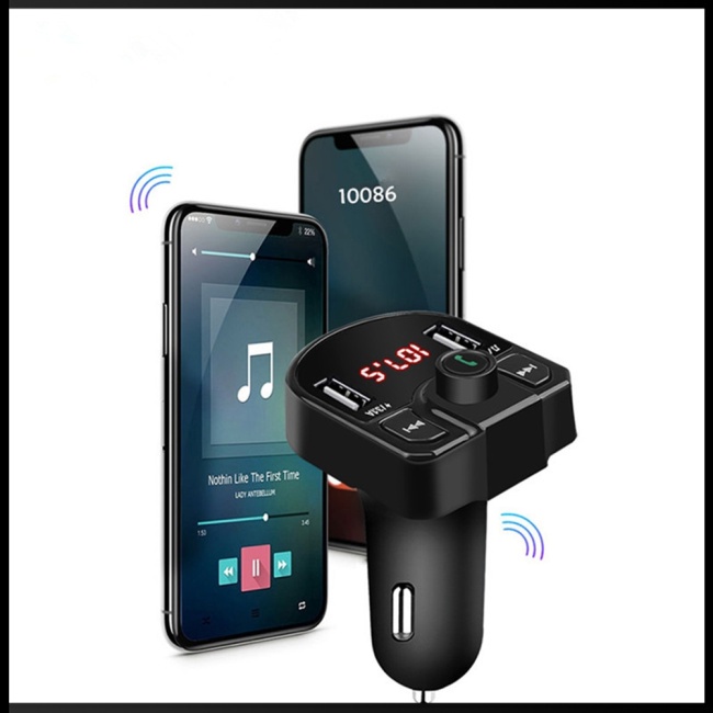 Máy Phát Fm Bluetooth Rảnh Tay Zevaret Mp3 Hai Cổng Sạc Usb Sạc Nhanh Cho Xe Hơi