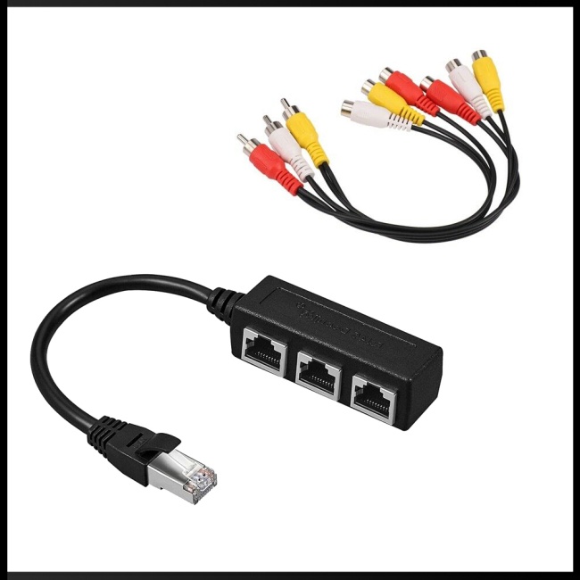 Bộ ChuyểN ĐổI 3 RCA Sang 6 RCA TV DVD + RJ45 Sang 3 V3