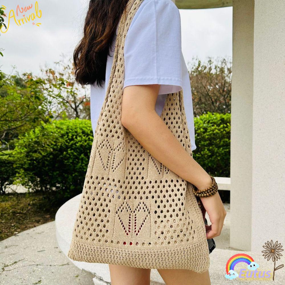 Túi Xách Đeo Vai Đan Len Cỡ Lớn Thời Trang Nữ Sành Điệu