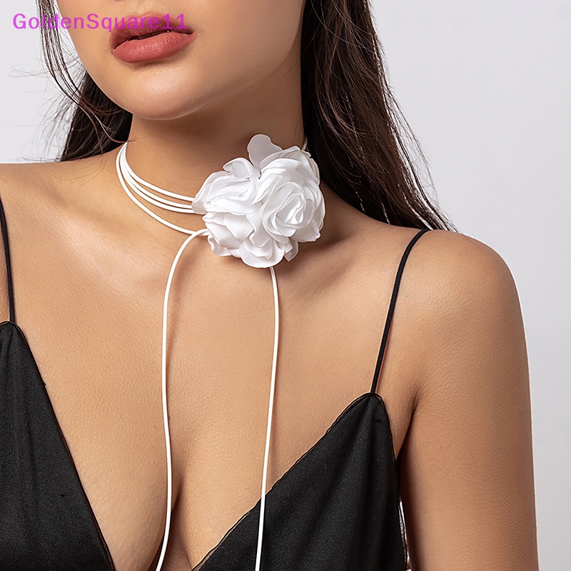 Vòng Cổ Choker Bản To Đính Nơ Hoa Hồng Vàng Tùy Chỉnh Thời Trang