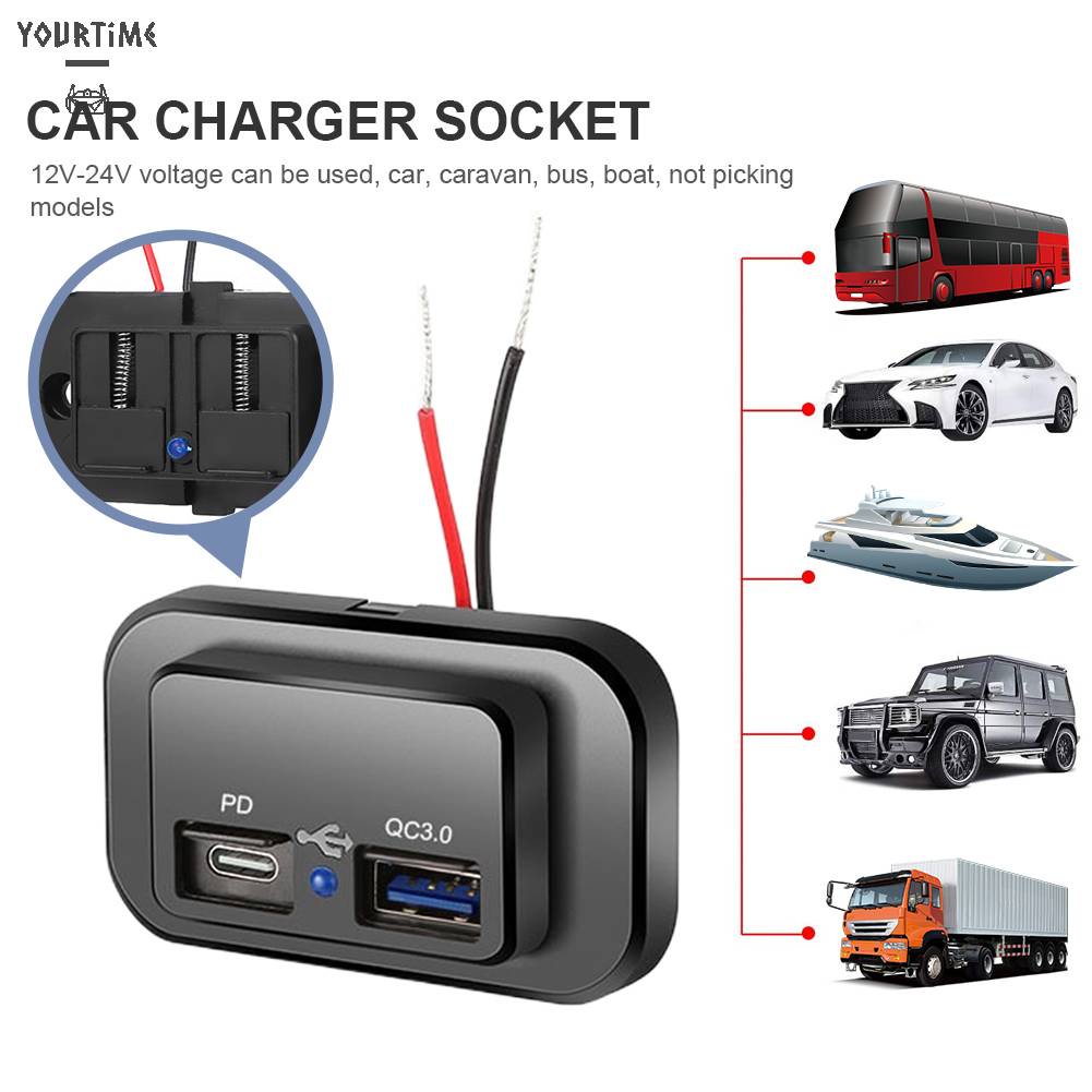 Bộ Sạc Xe Hơi Cổng USB Kép 12V 24V Cho Xe Buýt ATV