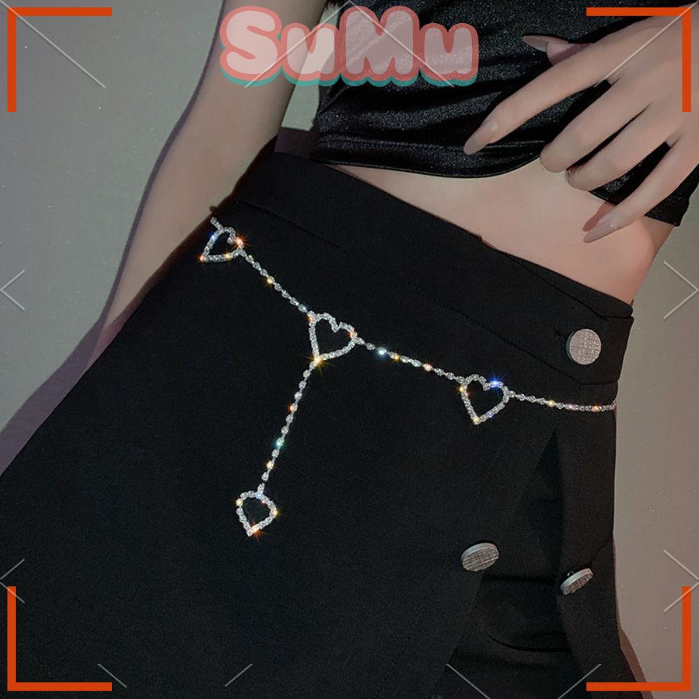 Thắt Lưng Dây Xích Mặt Trái Tim Lấp Lánh Sang Trọng