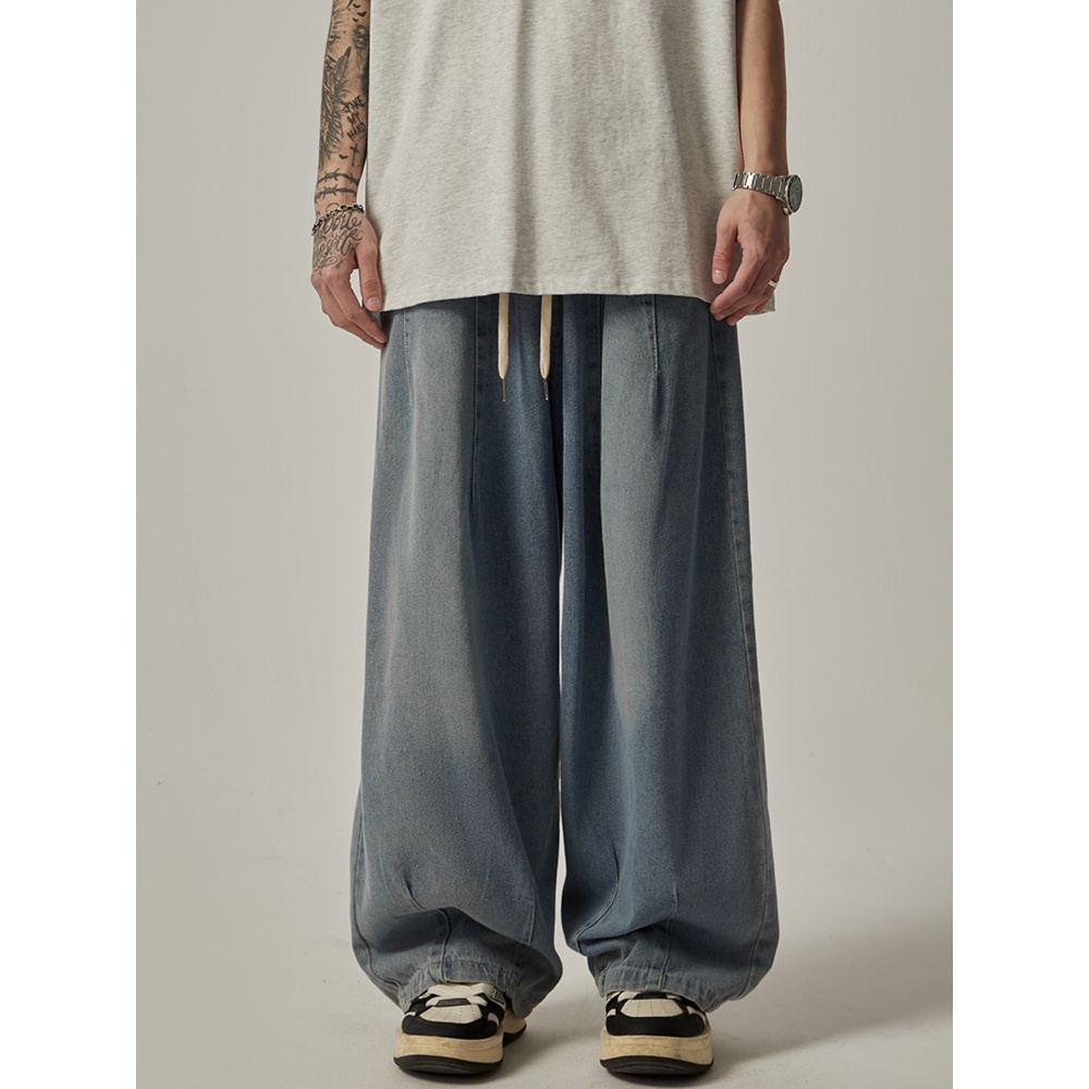 Quần Jean Dài Ống Rộng Phong Cách Đường Phố Mỹ Thời Trang Xuân Thu Cá Tính Cho Nam Và Nữ