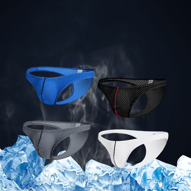 Quần Lót Tam Giác Ôm Sát Phối Lưới Không Đường May Co Giãn Màu Đen / Trắng / Xám / Xanh Dương Cho Nam