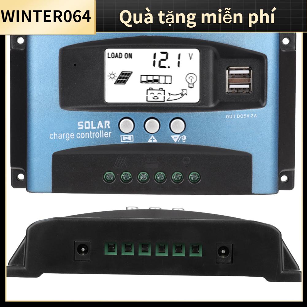 Winter064 Bộ điều khiển sạc năng lượng mặt trời MPPT 40/50/60/100A Màn hình LCD kép USB 12V 24V