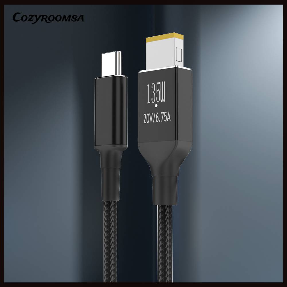 Cáp Sạc PD135W Type-C Sang Vuông 6.75A 20V Cho Lenovo Legion Y9000P Y9000K