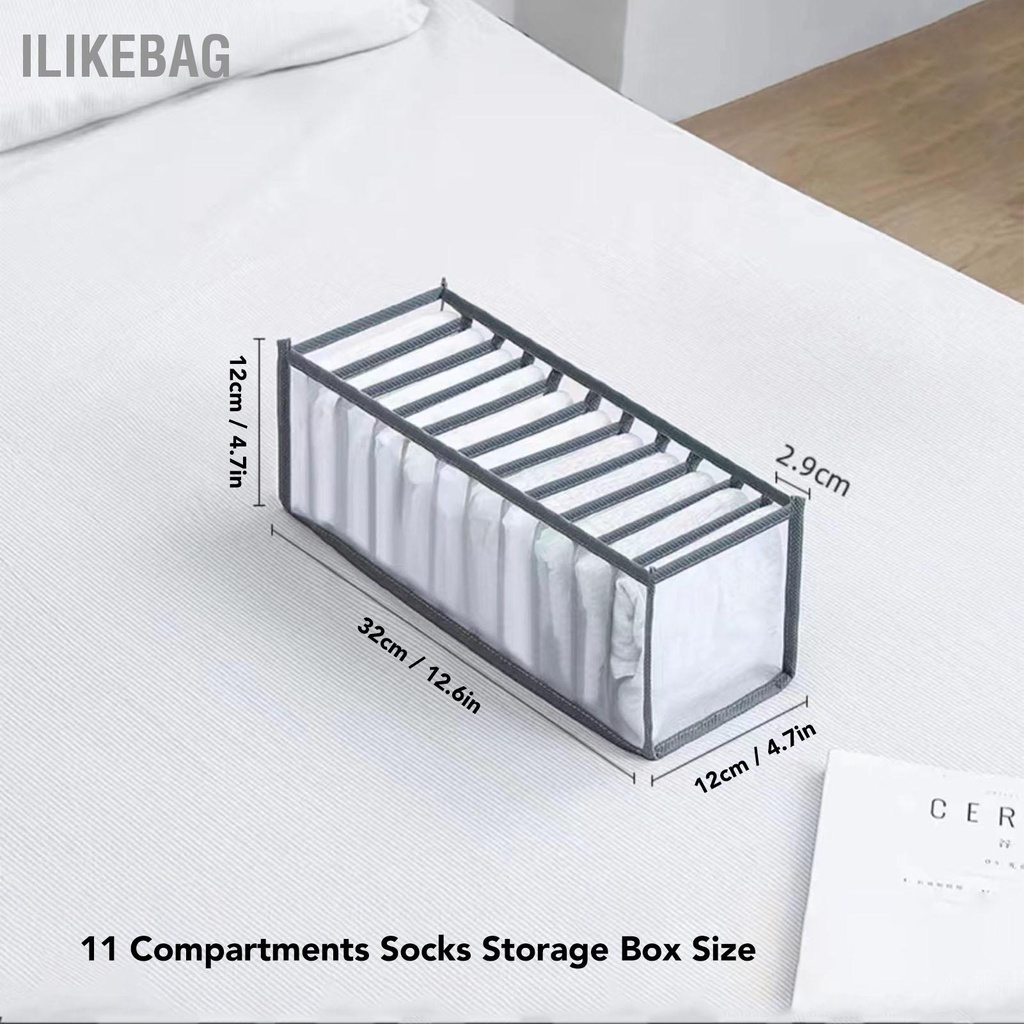 Ilikebag Gấp Gọn Quần Áo Tổ Chức Tủ Ngăn Hộp Bảo Quản Túi Đựng Đồ Lót Màu Xám