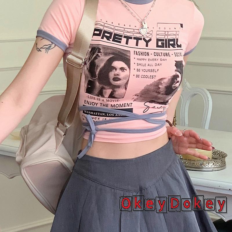 Áo Croptop Ngắn Tay In Họa Tiết Chân Dung Thời Trang Mùa Hè Cho Nữ