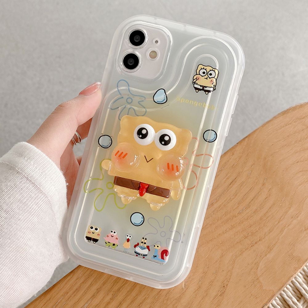 Ốp Điện Thoại TPU Mềm Chống Sốc Hình Spongebob 3D Cho IPhone 11 14 13 12 Pro Max XR XS Max 7 8 Plus SE