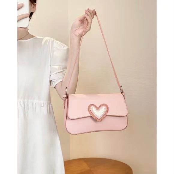 Goodlooking Túi Đeo Vai / Kẹp Nách Cỡ Nhỏ Thiết Kế Đặc Biệt Trái Tim Màu Hồng Ngọt Ngào Thời Trang Mới 2023 Cho Nữ