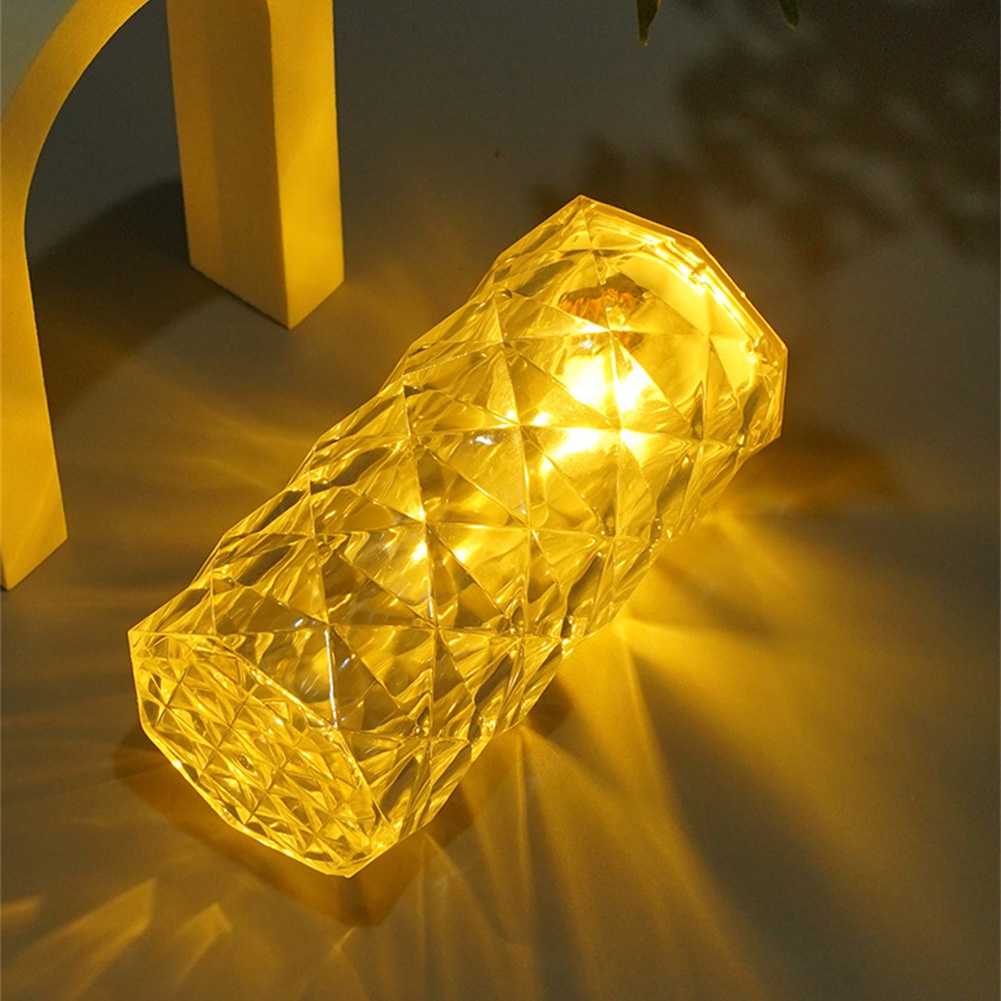 Đèn bàn pha lê có thể sạc lại Đèn thanh Led cảm ứng Đèn bàn bên pha lê kim cương Ánh sáng kim cương Đèn ngủ pha lê Đèn bàn màu vàng có thể điều chỉnh độ sáng homelove