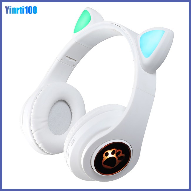 Tai Nghe Trùm Đầu Chơi Game Kết Nối Bluetooth 5.0 Không Dây B39 Hình Tai Mèo Dạ Quang Chống Ồn