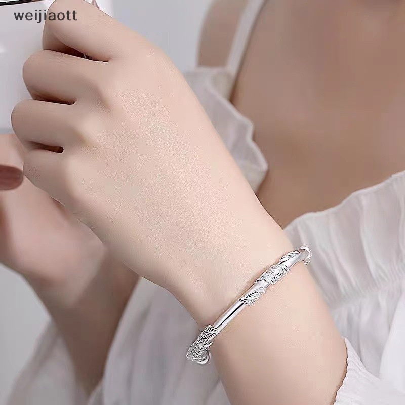 1 Vòng Đeo Tay Bạc Dạng Hở Hình Hoa Thời Trang Dành Cho Nữ