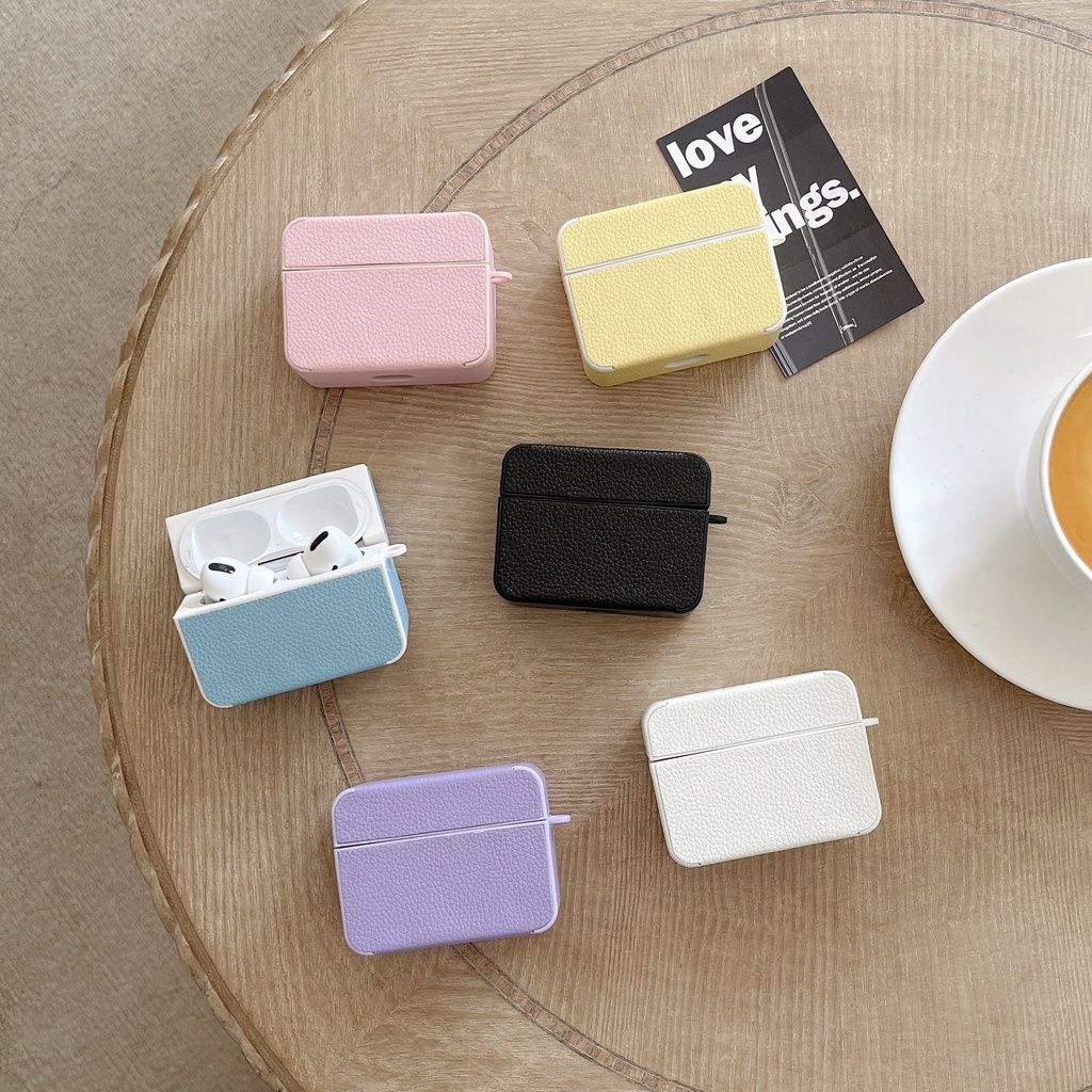 Ốp Điện Thoại Da PU Mềm Màu Trơn Chống Sốc Cho AirPods 1 2 3 pro2 2022