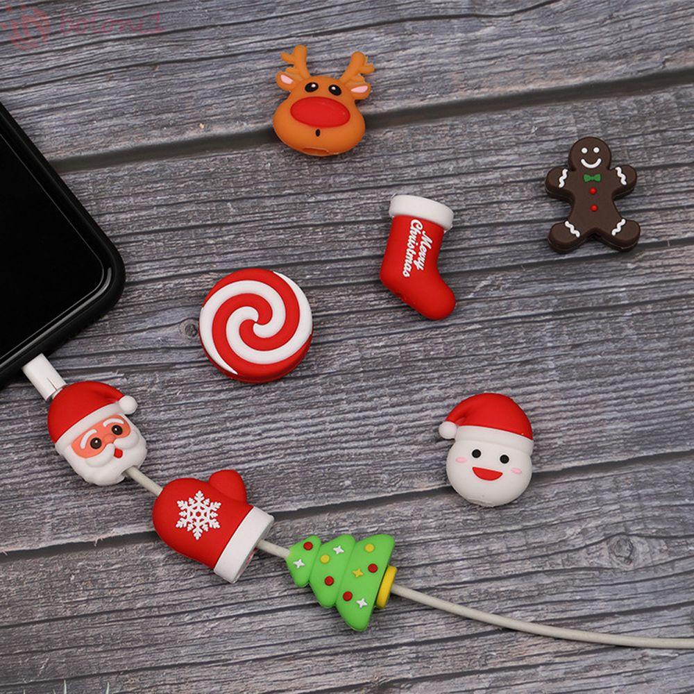 Vỏ bọc bảo vệ dây cáp sạc/tai nghe hình người tuyết giáng sinh dễ thương tiện dụng