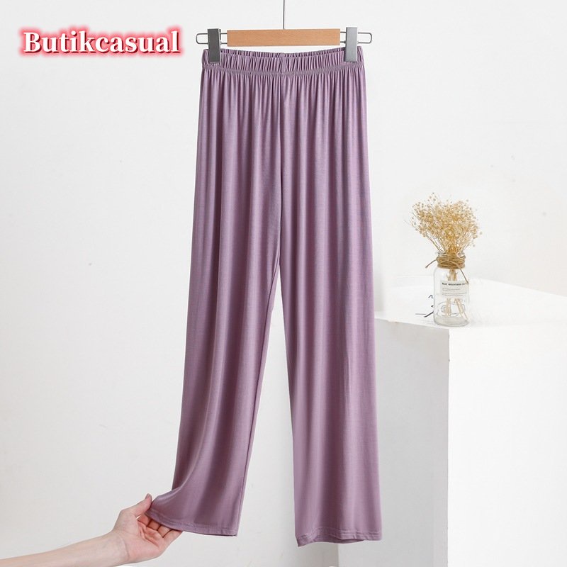 Quần Dài Cotton Lưng Thun Cao Dáng Rộng Có Túi Thời Trang Mùa Hè 2023 Mới Cho Nữ