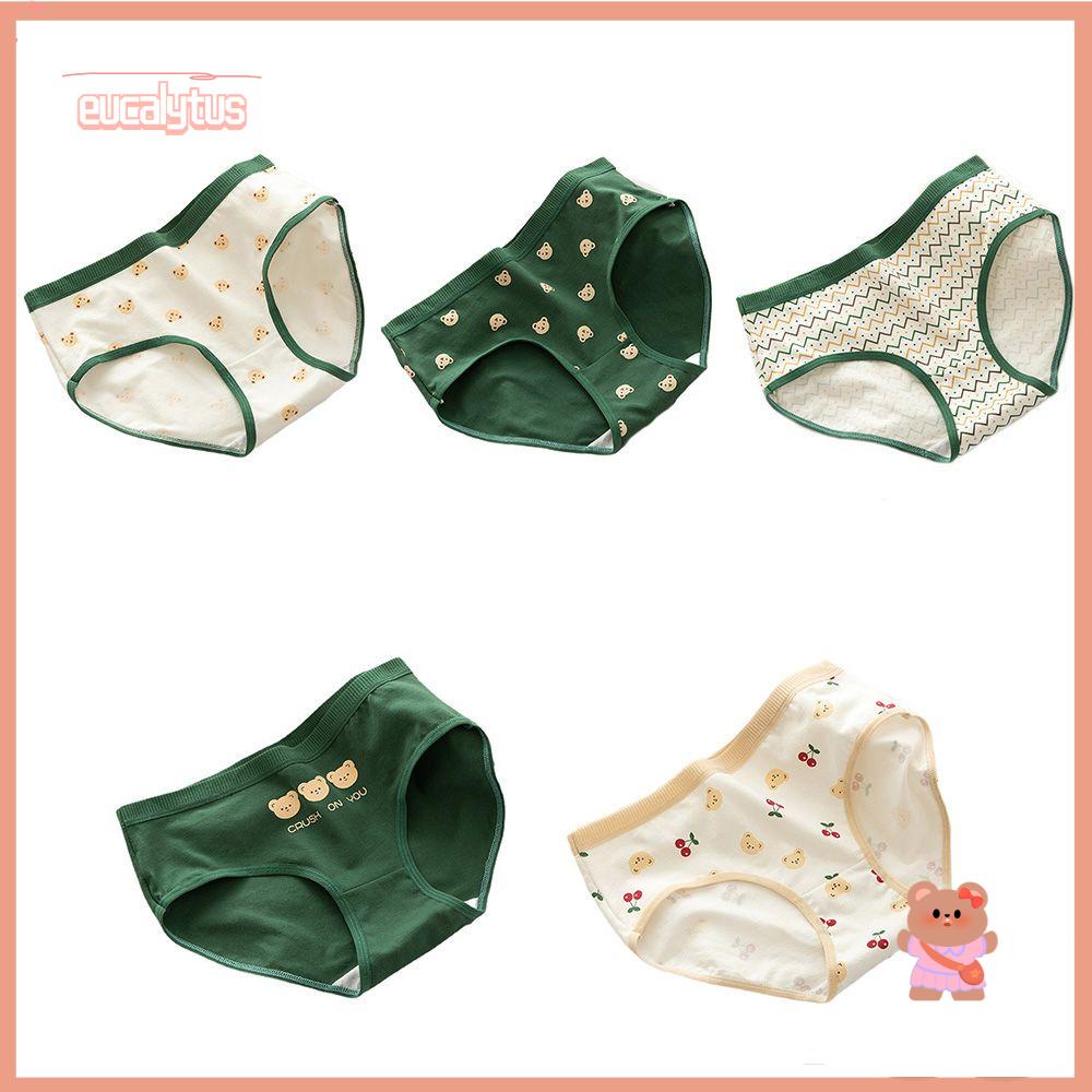 Quần Lót Cotton Thoáng Khí In Họa Tiết Gấu Cho Bé Gái