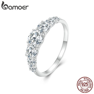 Nhẫn Đeo Tay Bamoer Kim Cương Giả Lấp Lánh 925 Sliver 0.5ct/ 0.3ct/ 0.1ct MSR037-6