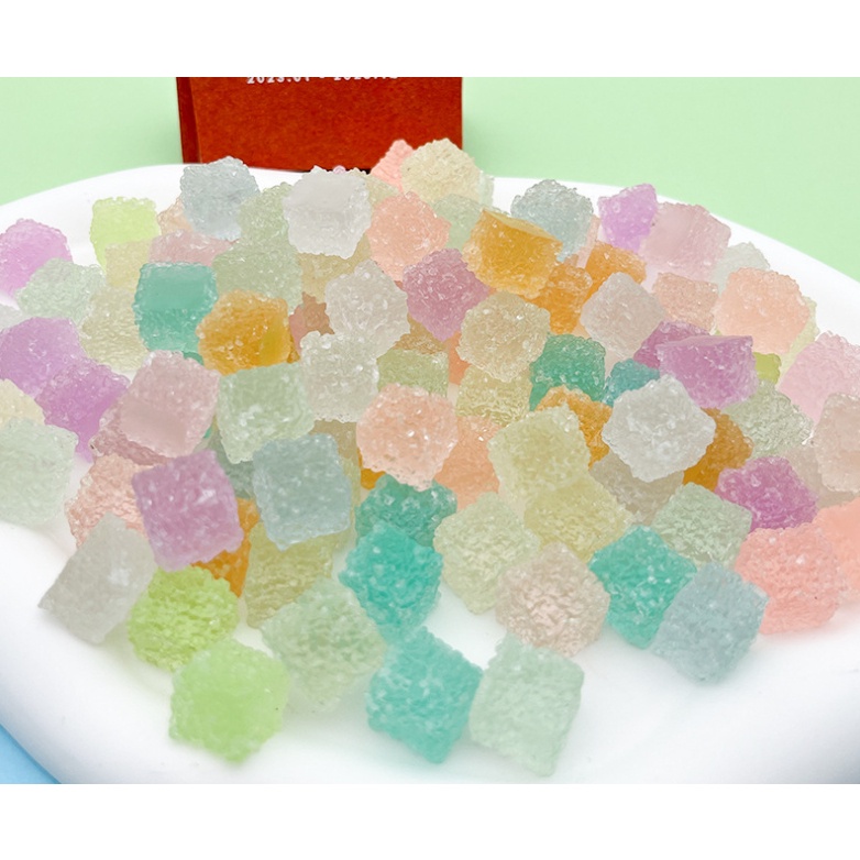 Mô hình kẹo đường hình vuông dạ quang nhiều màu phát sáng trang trí nhà búp bê, DIY