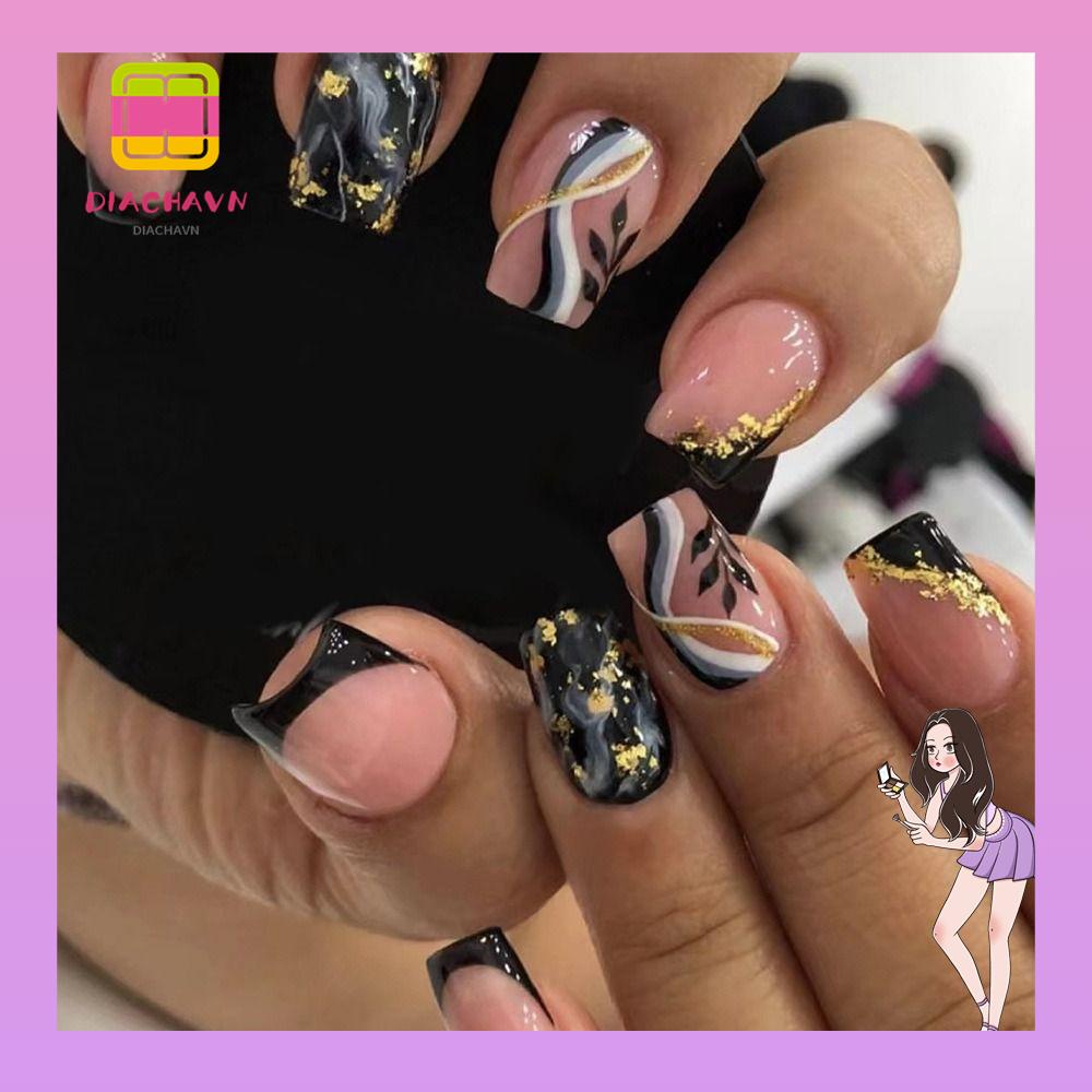 Bộ Móng Tay Giả Dài Trung Bình Đầu Vuông Thời Trang Cho Nữ