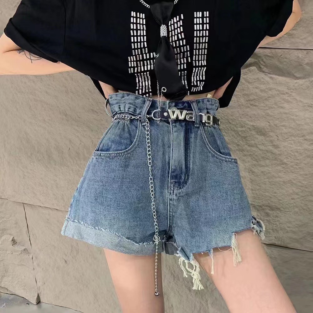 Thắt Lưng Dây Xích Kim Loại Mỏng In Chữ Màu Tối Thời Trang Cho Nữ