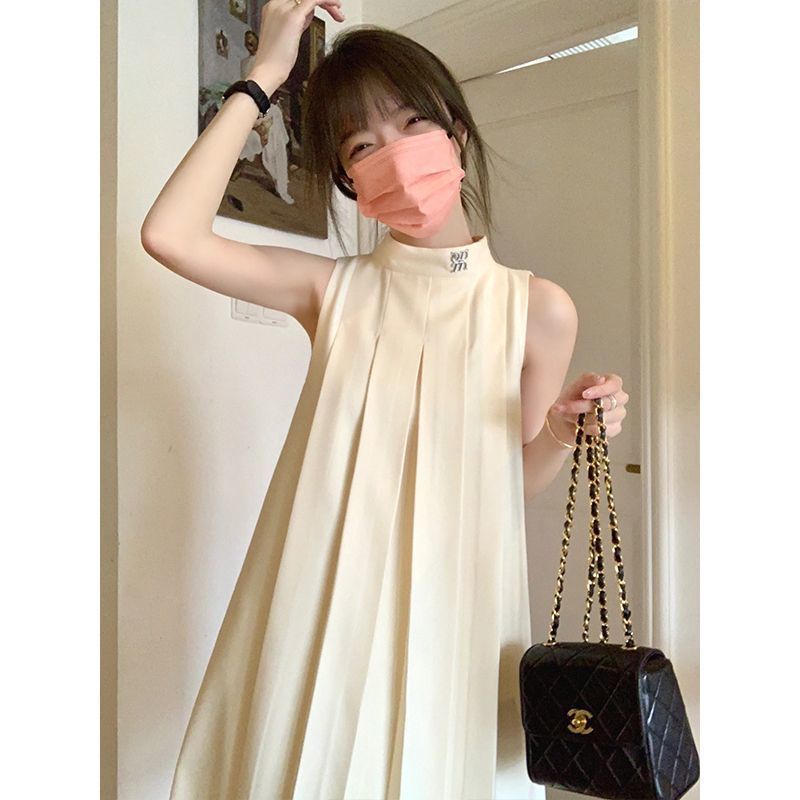 Đầm Hai Dây Sát Nách Màu Trơn Phong Cách Pháp 2023 Cao Cấp Cho Nữ