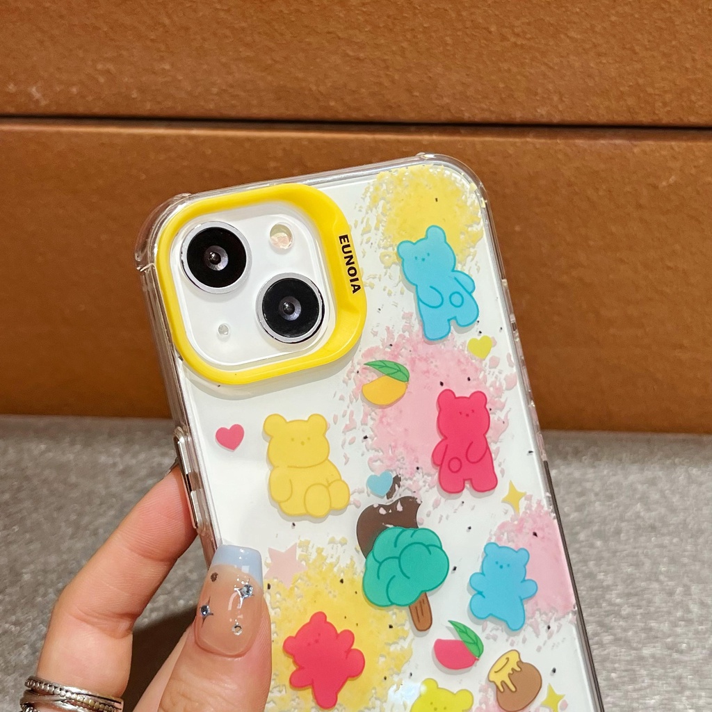 Ốp Điện Thoại TPU Mềm Trong Suốt Họa Tiết Gấu Hoạt Hình Hai Mặt Cho iPhone 14 13 12 11 Pro Max
