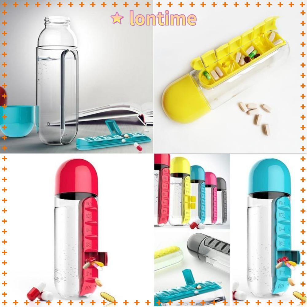 Bình Nước Thể Thao LONTIME 600ml Bằng Nhựa 7 Ngăn 2 Trong 1