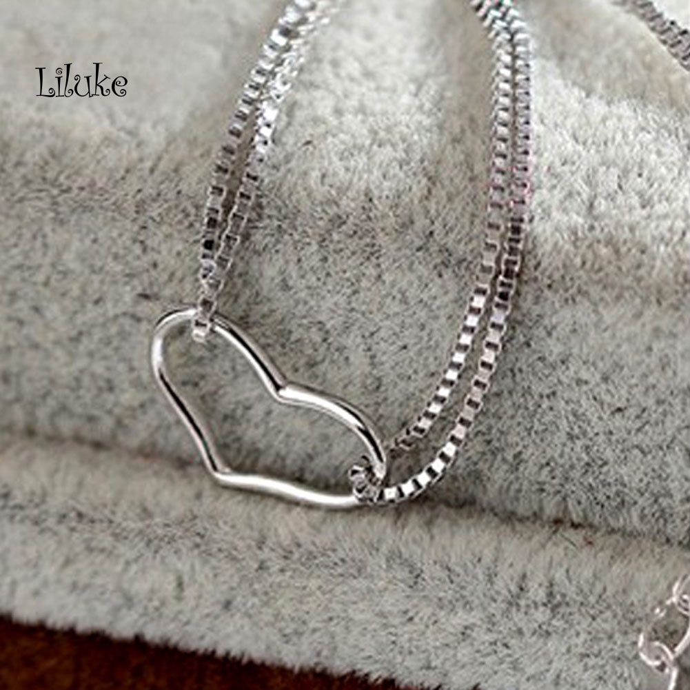 Vòng Tay Hợp Kim Màu Trơn Trang Trí Hình Trái Tim Đính Đá Thời Trang Cho Nữ