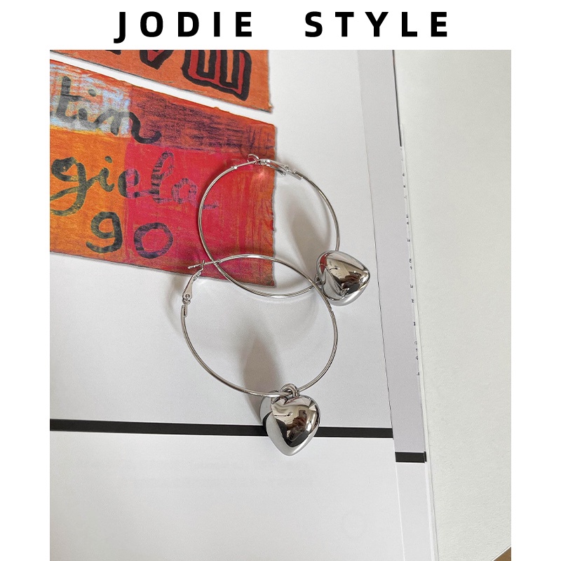 Bông Tai Mạ Bạc 925 Hình Trái Tim Phong Cách Hàn Quốc Dễ Phối Đồ