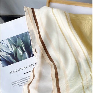 Khăn Choàng Cổ Bằng Lụa Mỏng Họa Tiết Hình Học Đính Kim Cương Giả Thời Trang Mùa Hè Phong Cách Hàn Quốc Cho Nữ